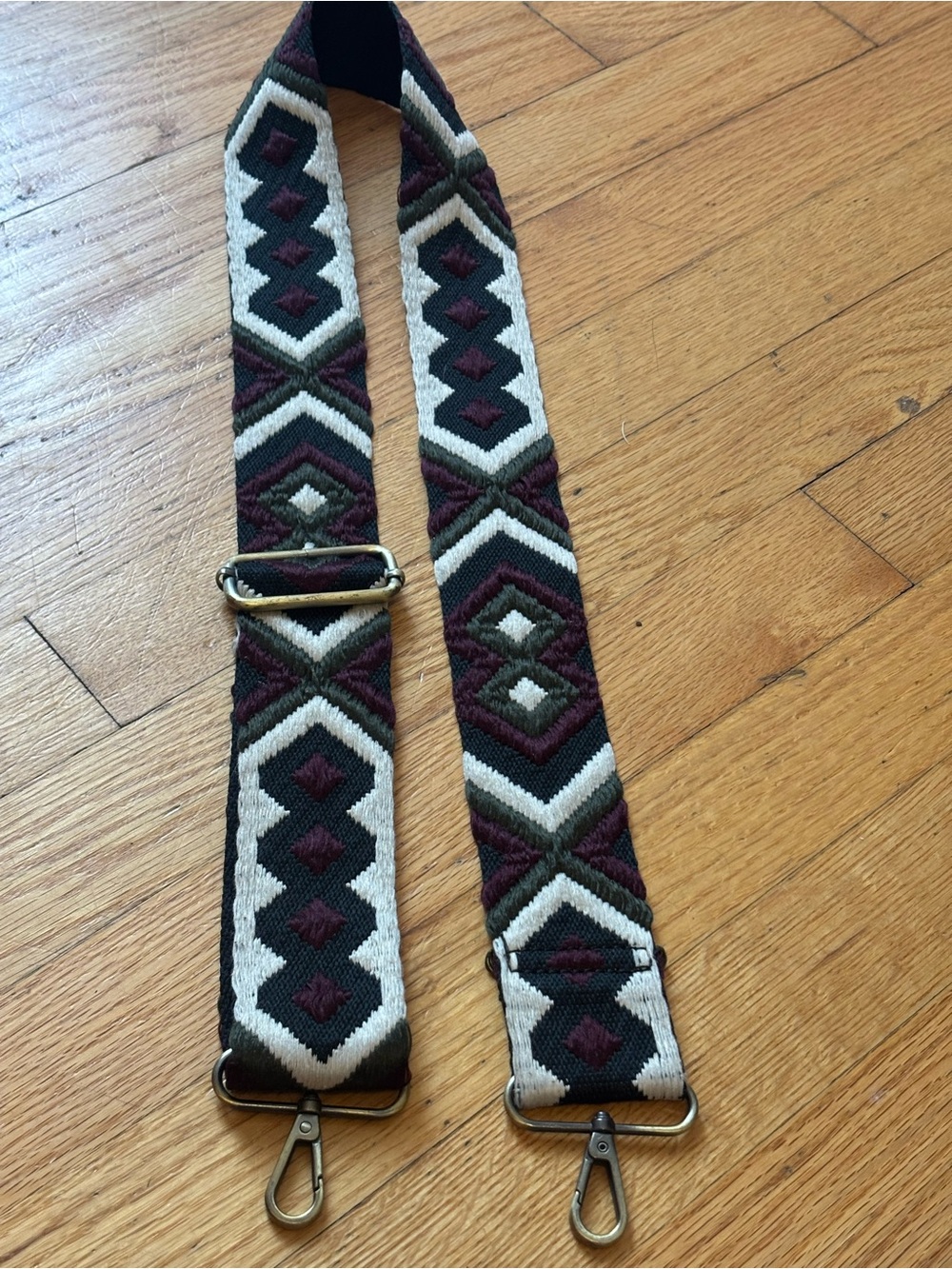 Adjustable Woven Guitar/Bag Strap in Black, White & Burgundy